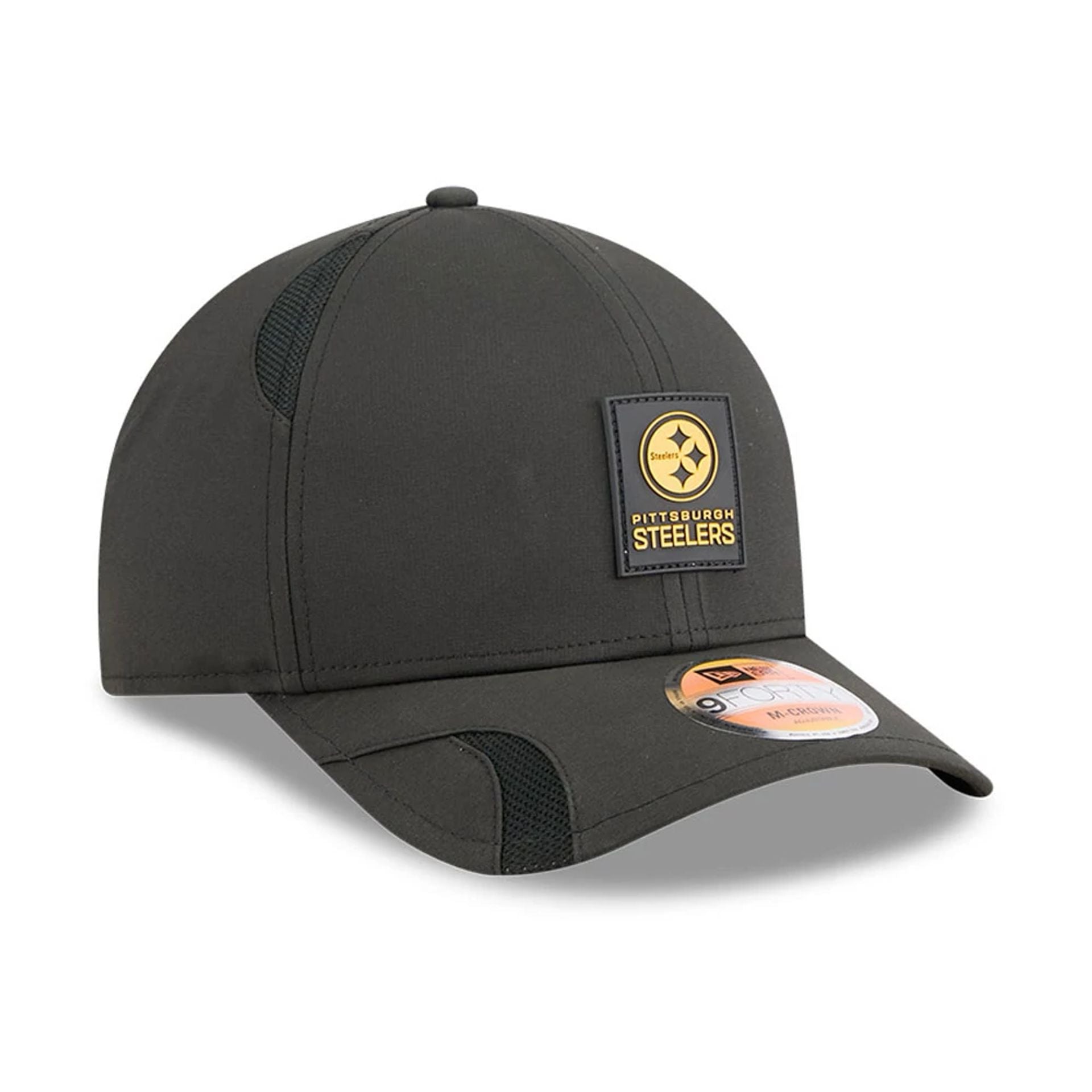 This is a Pittsburgh Steelers NFL Sideline 2025 Black 9FORTY M-Crown Adjustable Cap 4