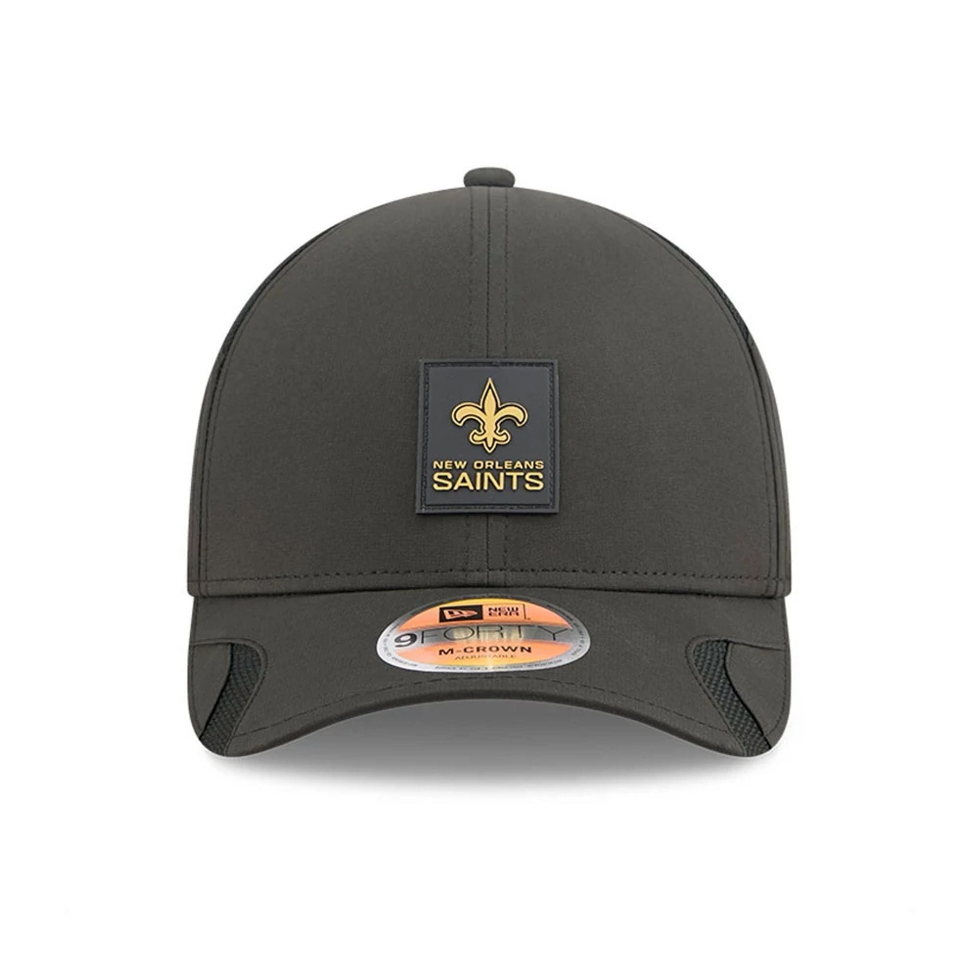 This is a New Orleans Saints NFL Sideline 2025 Black 9FORTY M-Crown Adjustable Cap 3