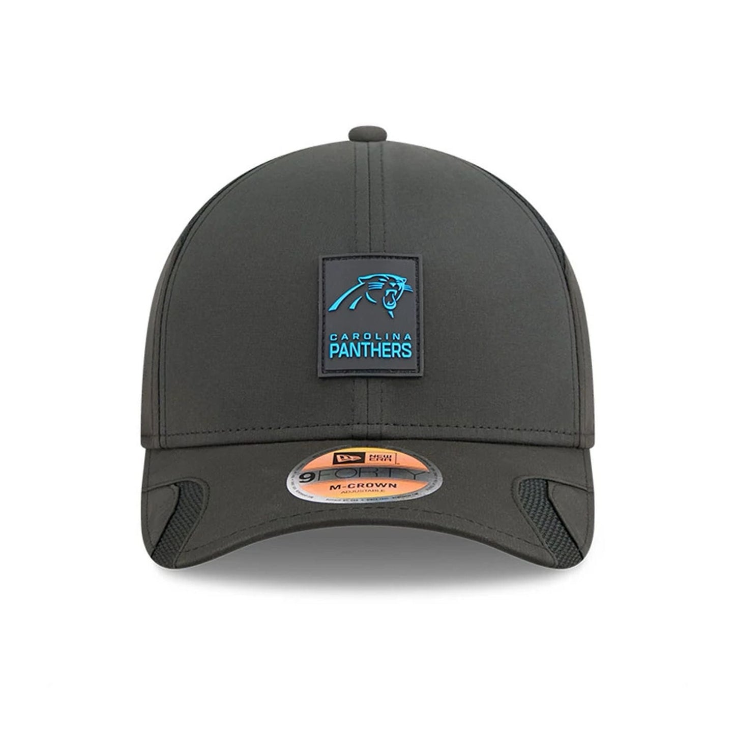 This is a Carolina Panthers NFL Sideline 2025 Black 9FORTY M-Crown Adjustable Cap 3