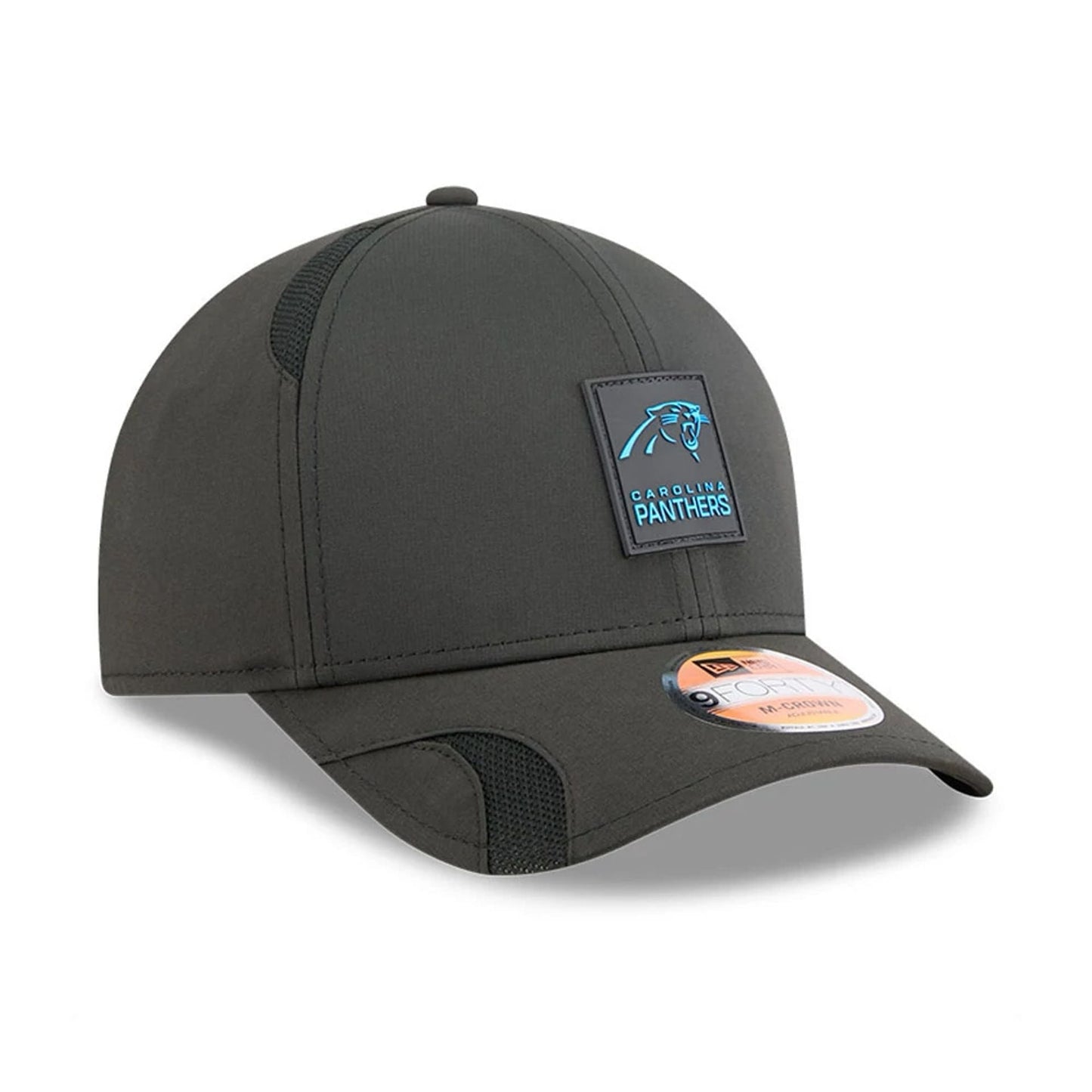 This is a Carolina Panthers NFL Sideline 2025 Black 9FORTY M-Crown Adjustable Cap 4