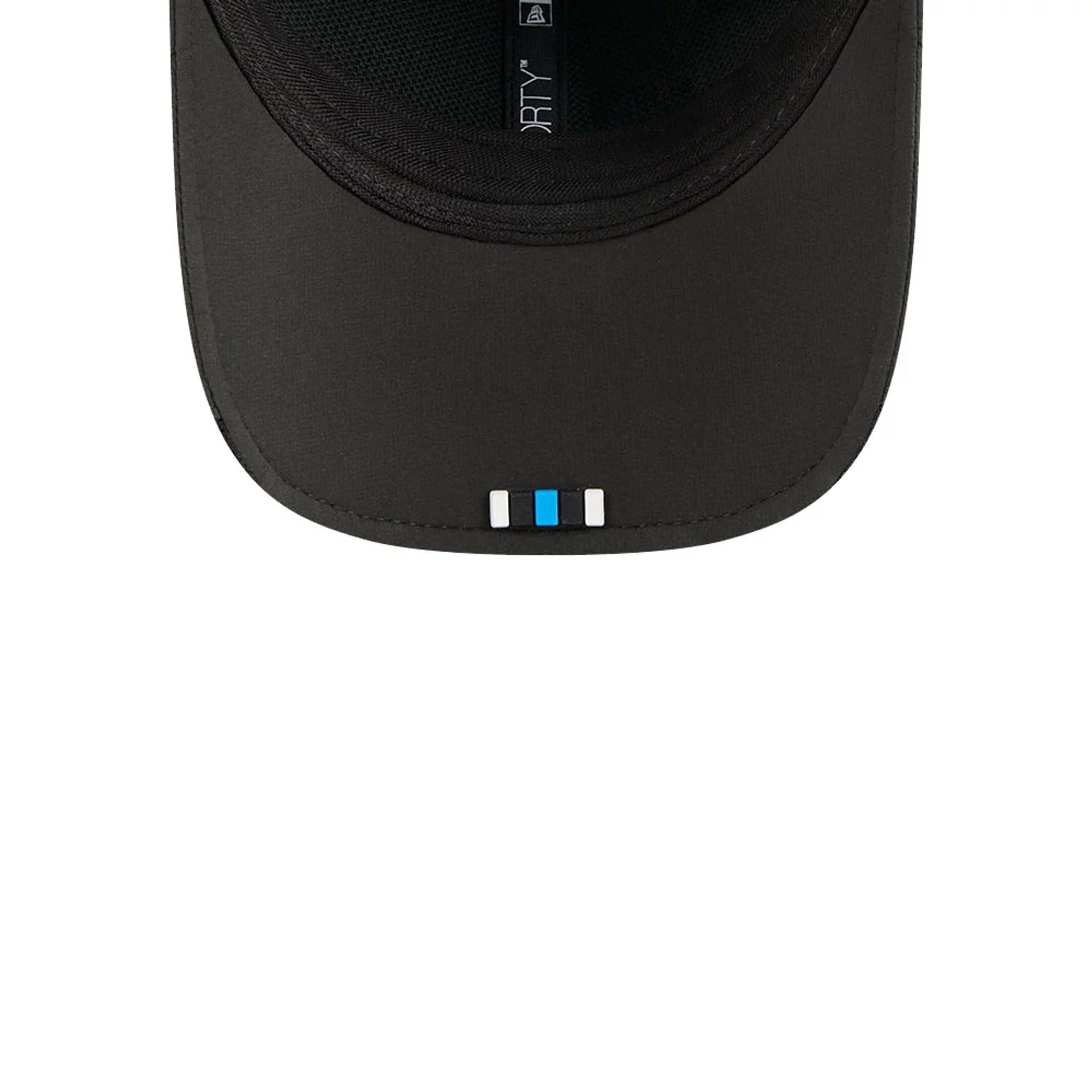 This is a Carolina Panthers NFL Sideline 2025 Black 9FORTY M-Crown Adjustable Cap 2