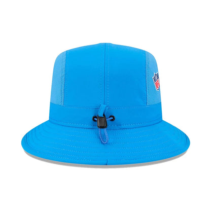 This is a Detroit Lions NFL Sideline 2025 Blue Stretch Bucket Hat 6