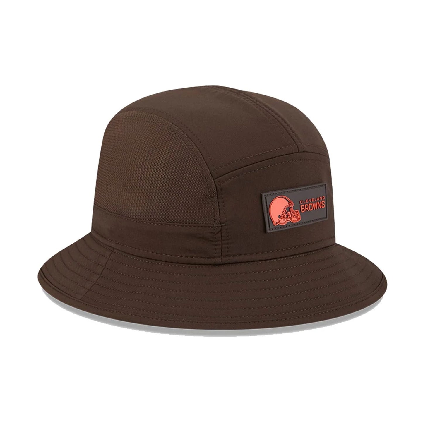 This is a Cleveland Browns NFL Sideline 2025 Dark Brown Stretch Bucket Hat 4