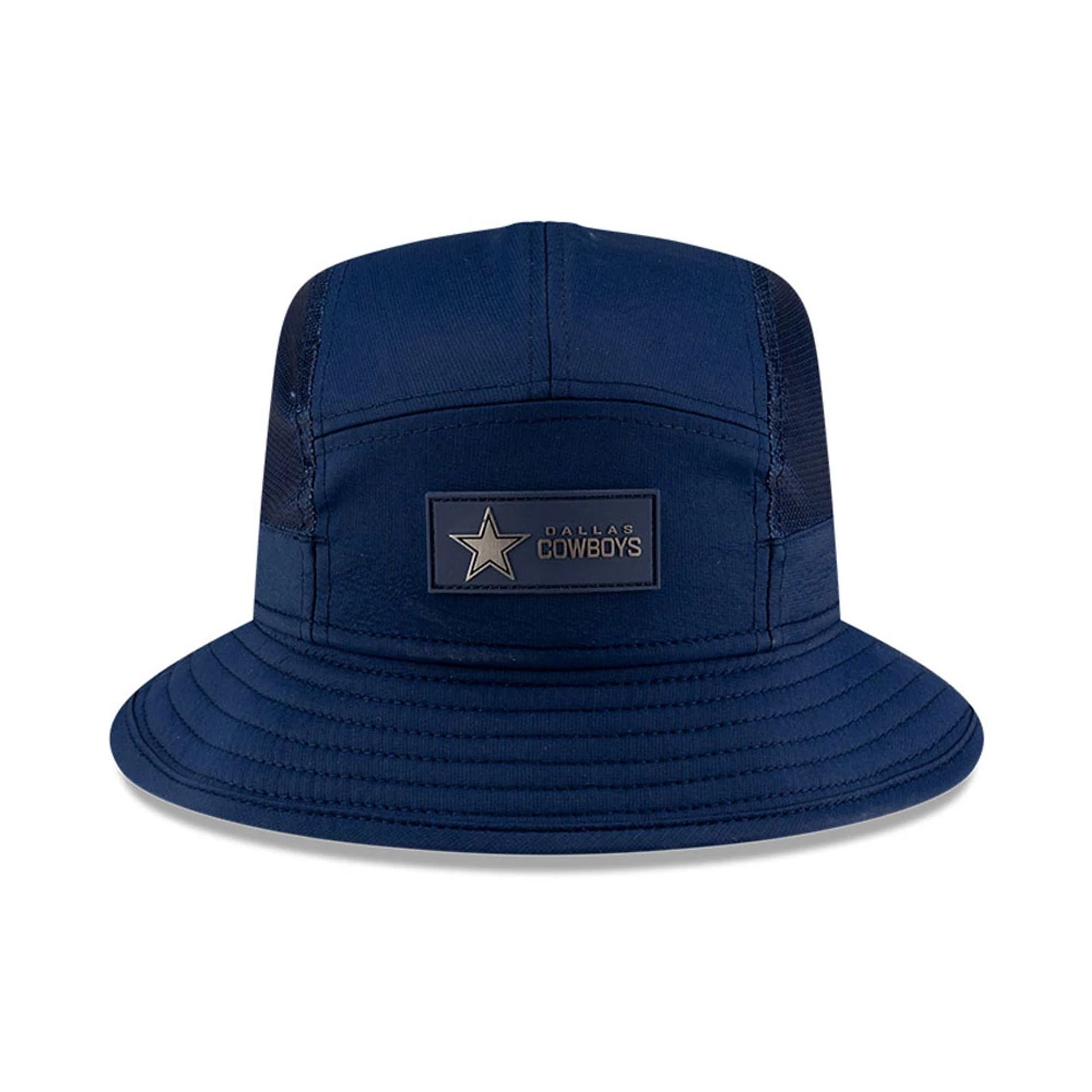 This is a Dallas Cowboys NFL Sideline 2025 Dark Blue Stretch Bucket Hat 2