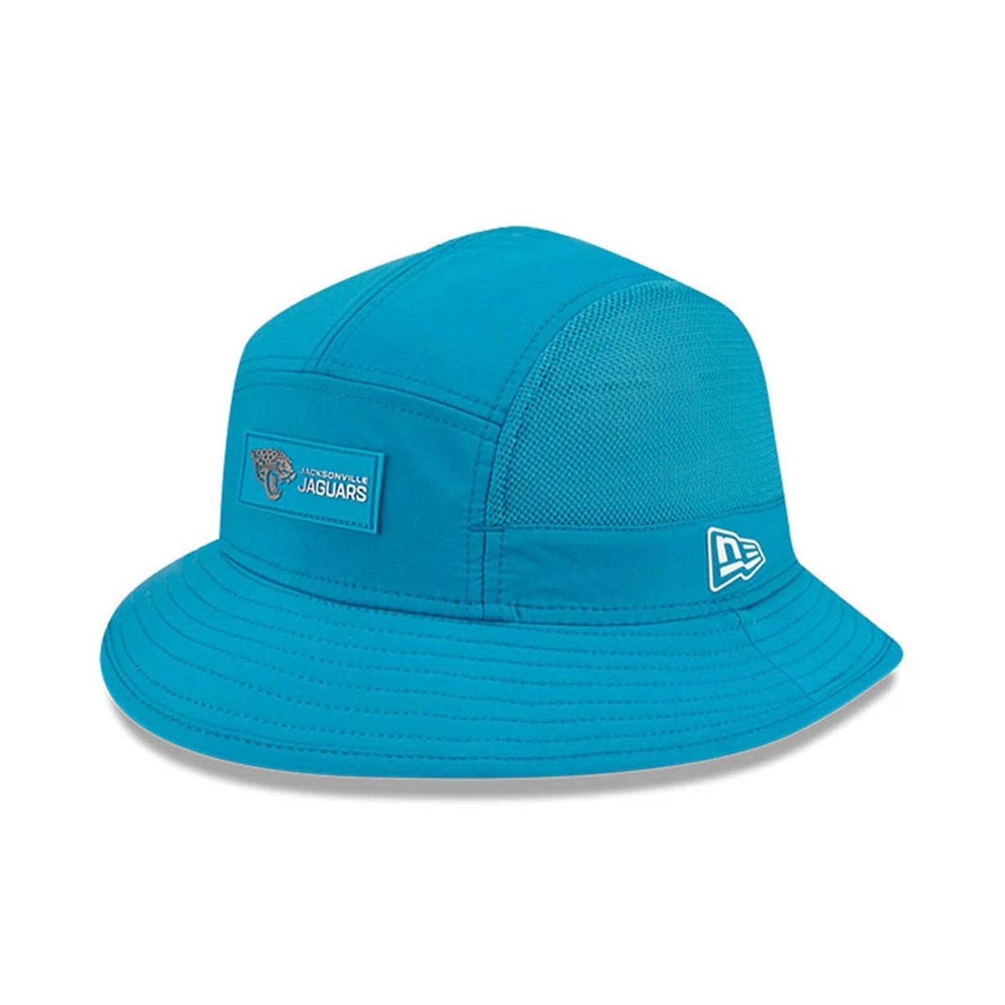 This is a Jacksonville Jaguars NFL Sideline 2025 Turquoise Stretch Bucket Hat 1