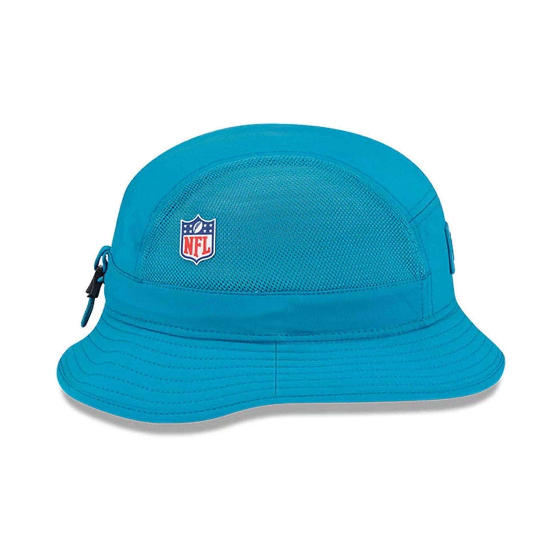 This is a Jacksonville Jaguars NFL Sideline 2025 Turquoise Stretch Bucket Hat 3
