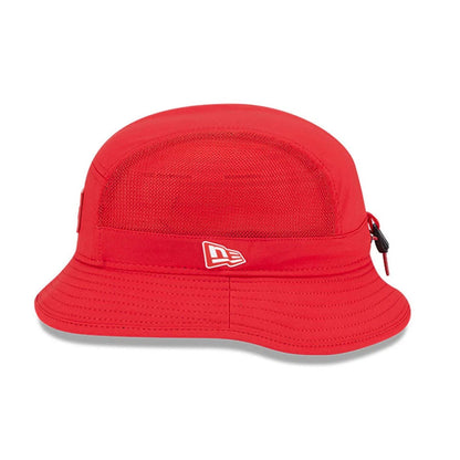This is a Kansas City Chiefs NFL Sideline 2025 Red Stretch Bucket Hat 5