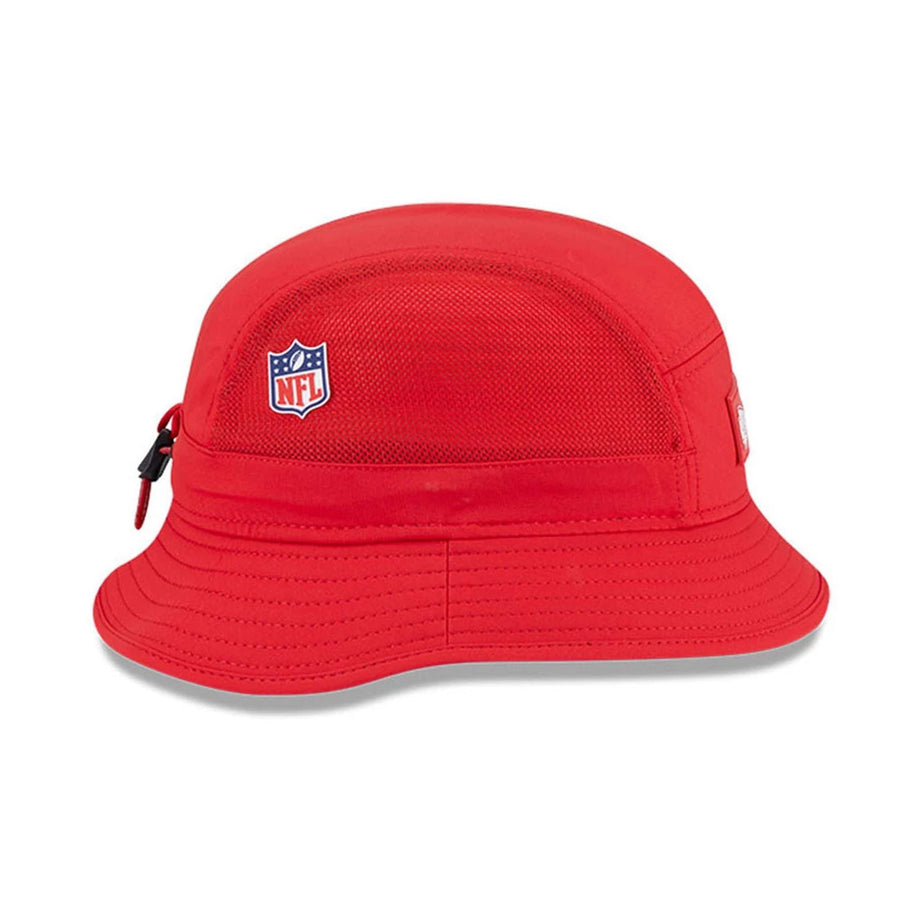 This is a Kansas City Chiefs NFL Sideline 2025 Red Stretch Bucket Hat 3