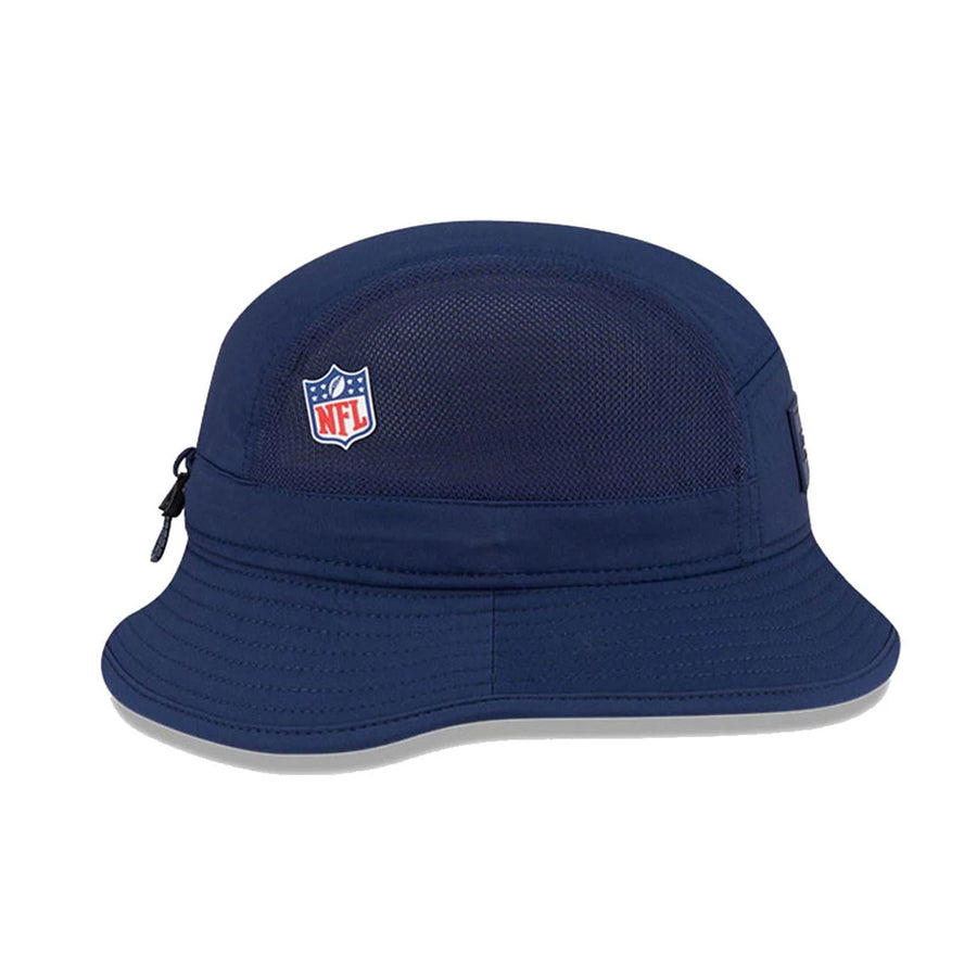 This is a Seattle Seahawks NFL Sideline 2025 Dark Blue Stretch Bucket Hat 3