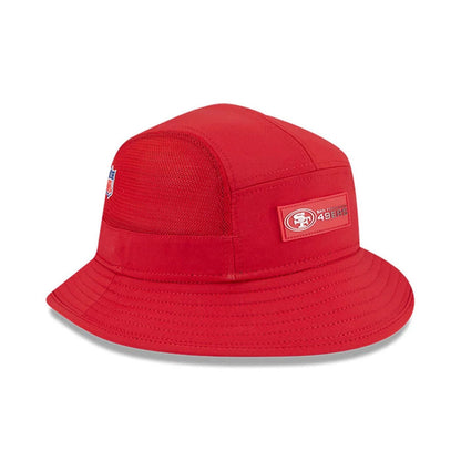 This is a San Francisco 49ers NFL Sideline 2025 Red Stretch Bucket Hat 4