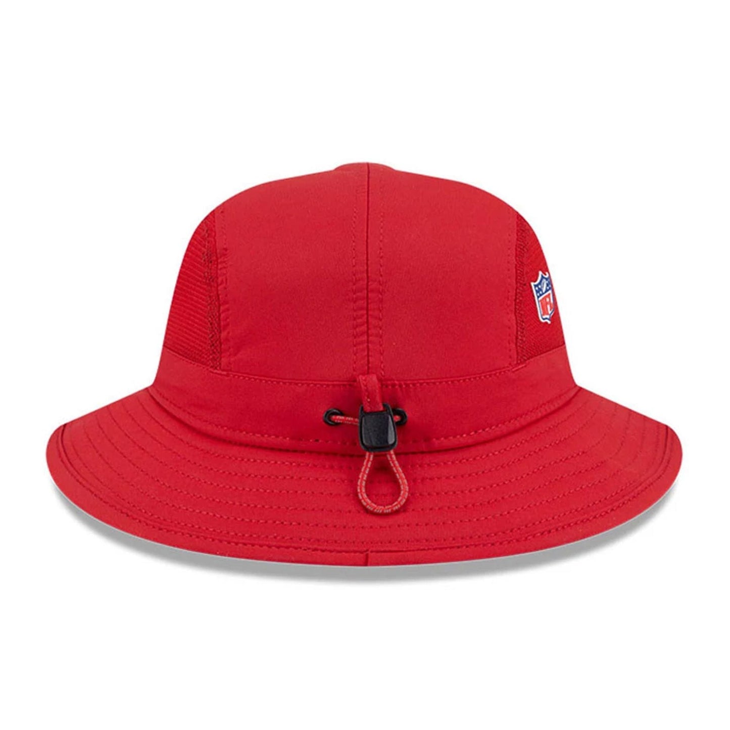 This is a San Francisco 49ers NFL Sideline 2025 Red Stretch Bucket Hat 6