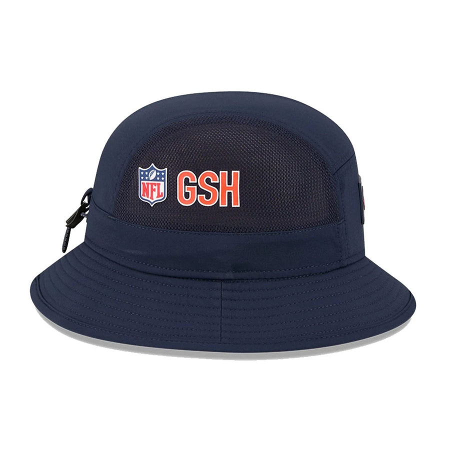 This is a Chicago Bears NFL Sideline 2025 Navy Stretch Bucket Hat 3