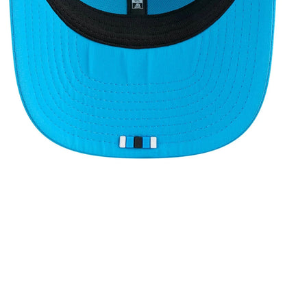 This is a Carolina Panthers NFL Sideline 2025 Blue 9SEVENTY Trucker Stretch Snap Adjustable Cap 7