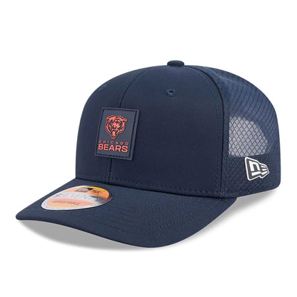 This is a Chicago Bears NFL Sideline 2025 Navy 9SEVENTY Trucker Stretch Snap Adjustable Cap 3