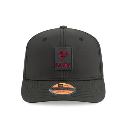 This is a Atlanta Falcons NFL Sideline 2025 Black 9SEVENTY Trucker Stretch Snap Adjustable Cap 2