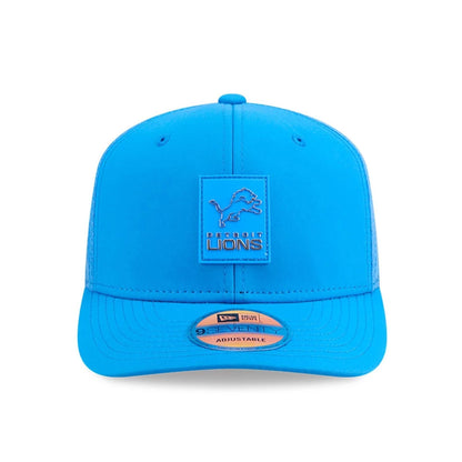 This is a Detroit Lions NFL Sideline 2025 Blue 9SEVENTY Trucker Stretch Snap Adjustable Cap 2