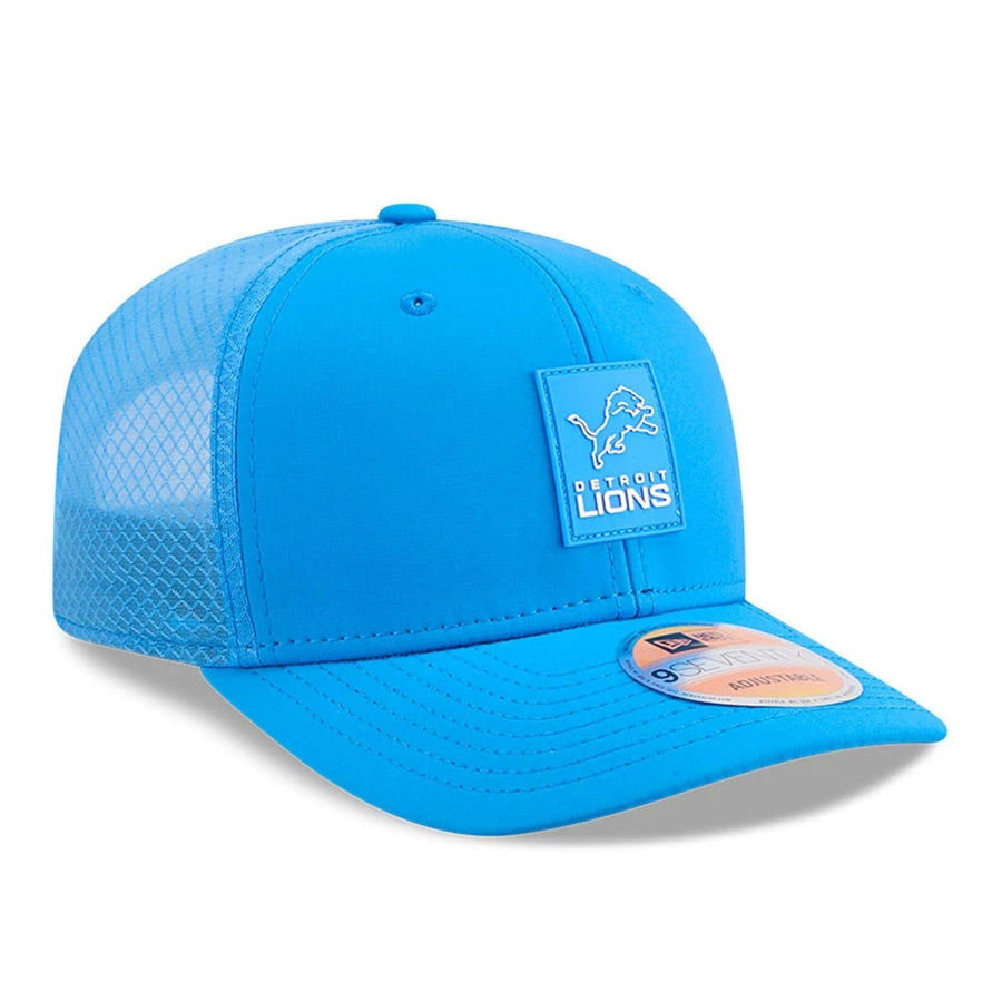 This is a Detroit Lions NFL Sideline 2025 Blue 9SEVENTY Trucker Stretch Snap Adjustable Cap 3