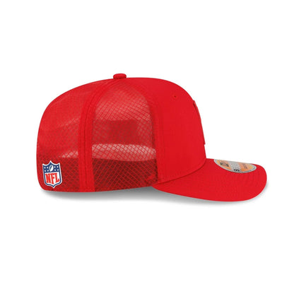 This is a Kansas City Chiefs NFL Sideline 2025 Red 9SEVENTY Trucker Stretch Snap Adjustable Cap 6