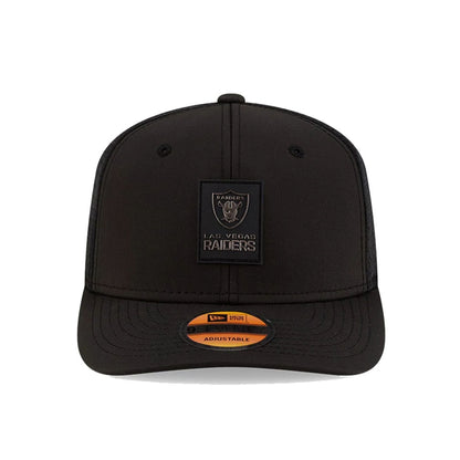 This is a Las Vegas Raiders NFL Sideline 2025 Black 9SEVENTY Trucker Stretch Snap Adjustable Cap 3