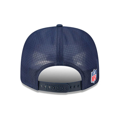 This is a Tennessee Titans NFL Sideline 2025 Dark Blue 9SEVENTY Trucker Stretch Snap Adjustable Cap 6