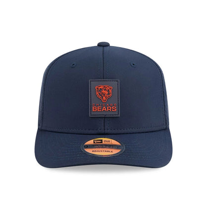 This is a Chicago Bears NFL Sideline 2025 Navy 9SEVENTY Trucker Stretch Snap Adjustable Cap 2