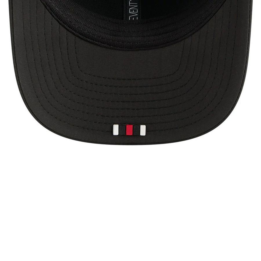 This is a Atlanta Falcons NFL Sideline 2025 Black 9SEVENTY Trucker Stretch Snap Adjustable Cap 5
