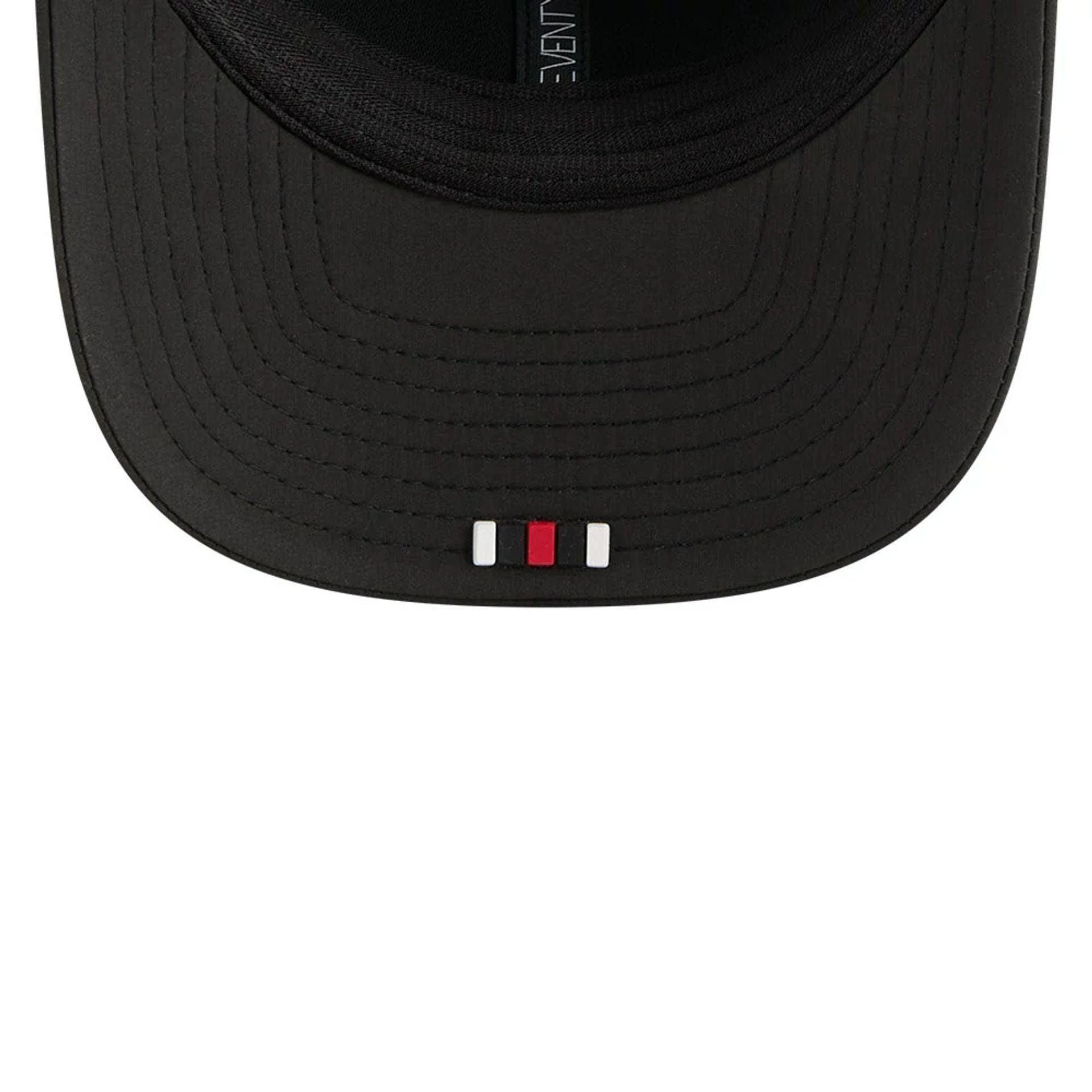 This is a Atlanta Falcons NFL Sideline 2025 Black 9SEVENTY Trucker Stretch Snap Adjustable Cap 5