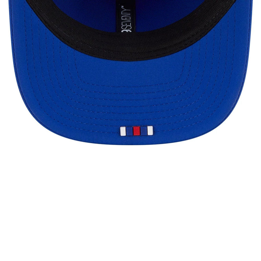 This is a Buffalo Bills NFL Sideline 2025 Blue 9SEVENTY Trucker Stretch Snap Adjustable Cap 7
