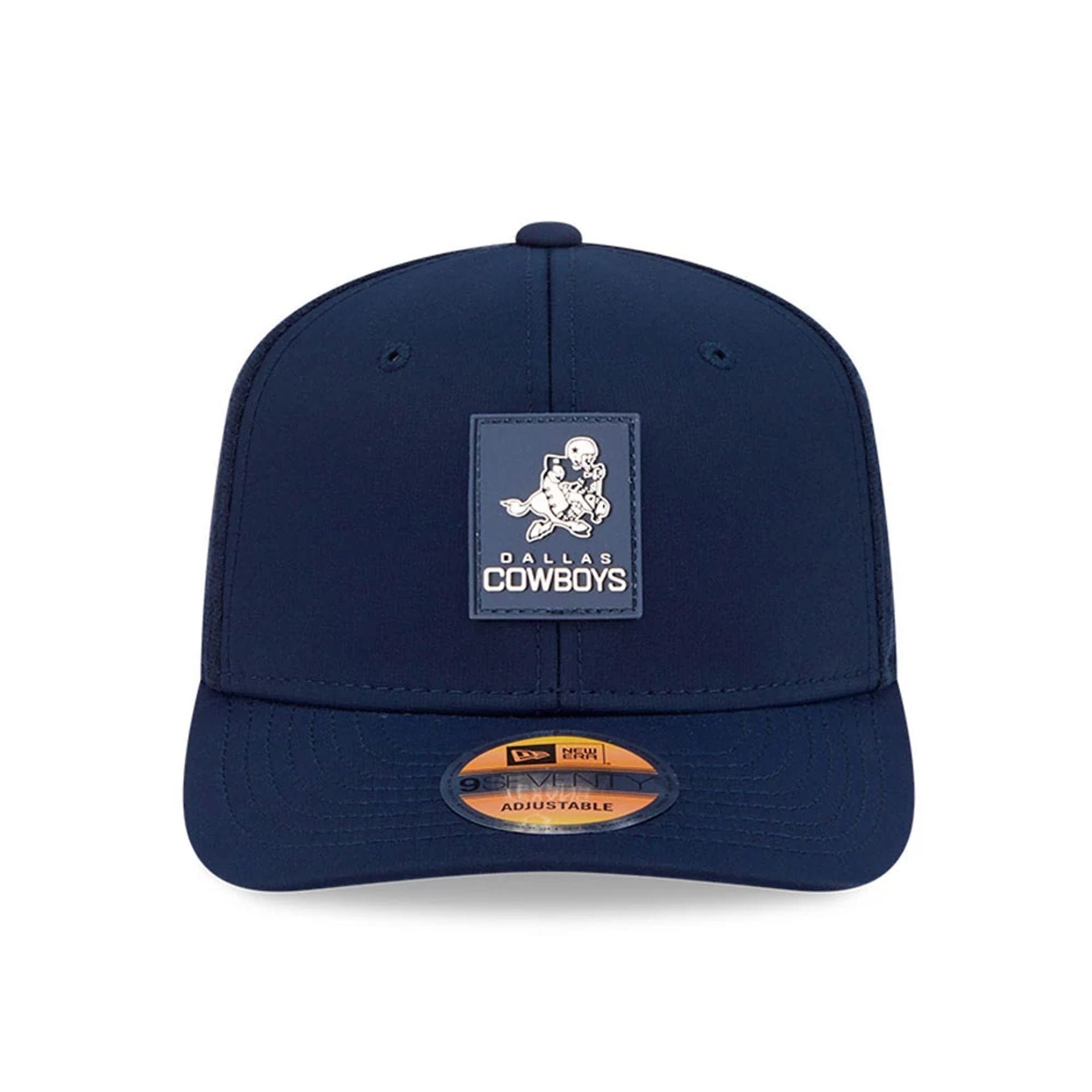 This is a Dallas Cowboys NFL Sideline 2025 Dark Blue 9SEVENTY Trucker Stretch Snap Adjustable Cap 3