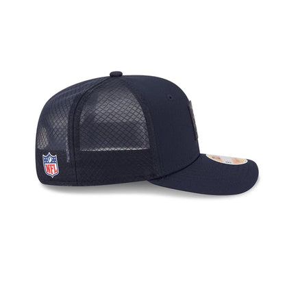 This is a Dallas Cowboys NFL Sideline 2025 Dark Blue 9SEVENTY Trucker Stretch Snap Adjustable Cap 6