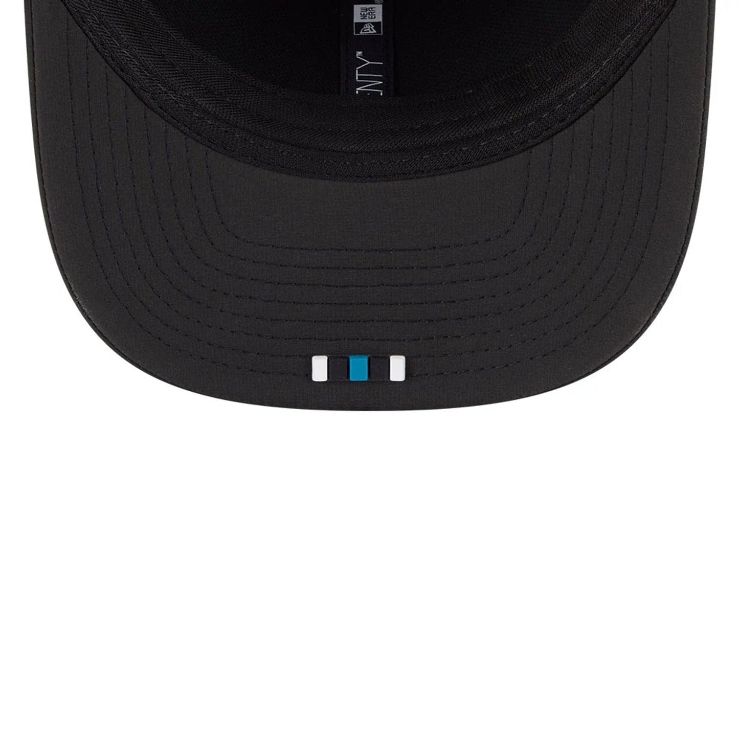 This is a Jacksonville Jaguars NFL Sideline 2025 Black 9SEVENTY Trucker Stretch Snap Adjustable Cap 7