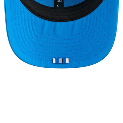 This is a Detroit Lions NFL Sideline 2025 Blue 9SEVENTY Trucker Stretch Snap Adjustable Cap 6