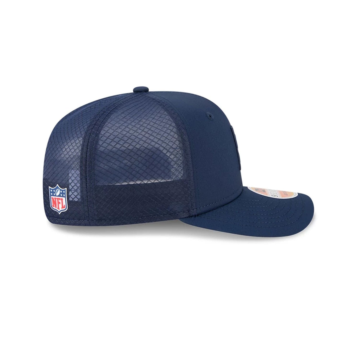 This is a LA Chargers NFL Sideline 2025 Blue 9SEVENTY Trucker Stretch Snap Adjustable Cap 5