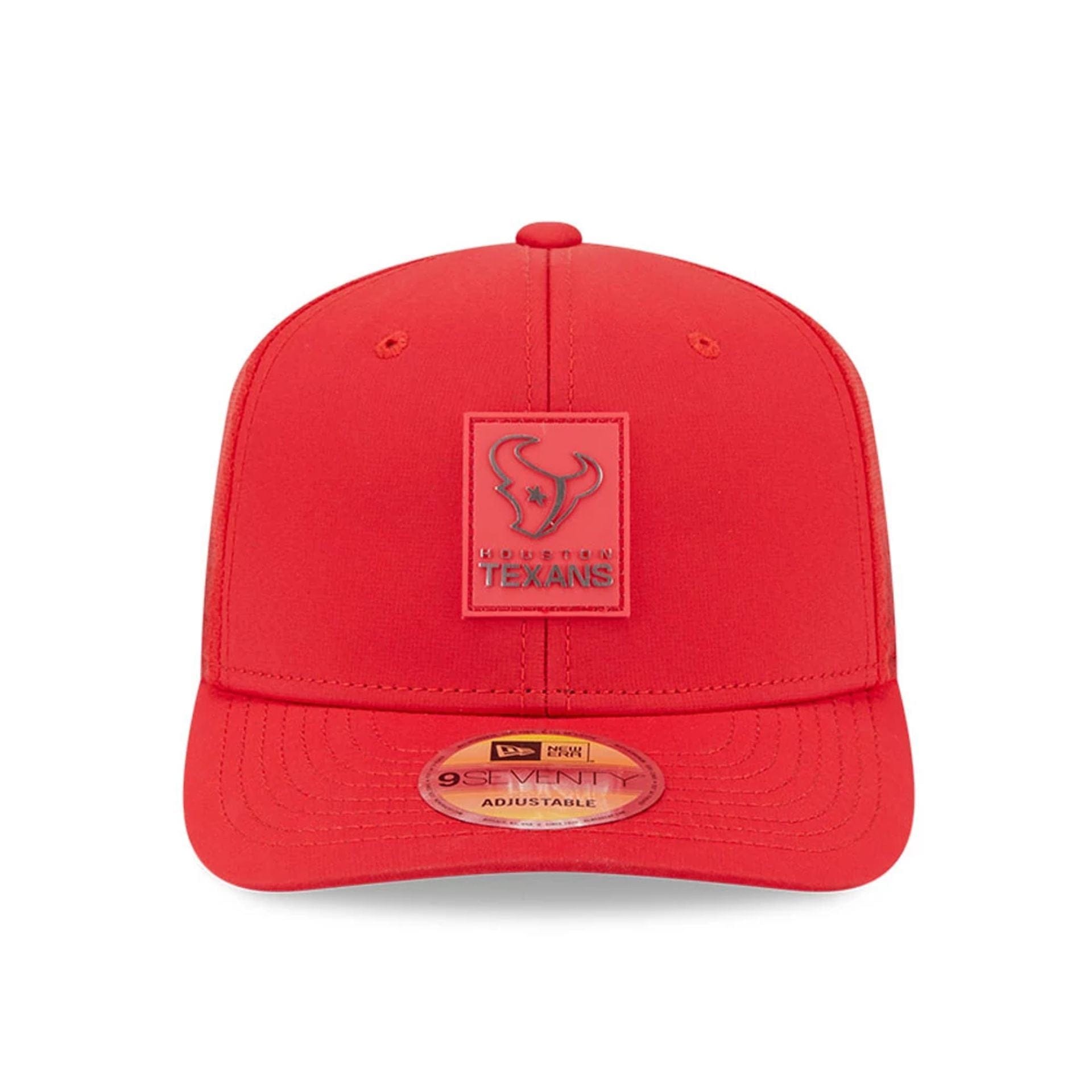 This is a Houston Texans NFL Sideline 2025 Red 9SEVENTY Trucker Stretch Snap Adjustable Cap 2