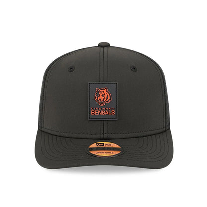 This is a Cincinnati Bengals NFL Sideline 2025 Black 9SEVENTY Trucker Stretch Snap Adjustable Cap 3