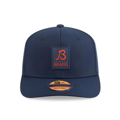 This is a Chicago Bears NFL Sideline 2025 Navy 9SEVENTY Trucker Stretch Snap Adjustable Cap 2