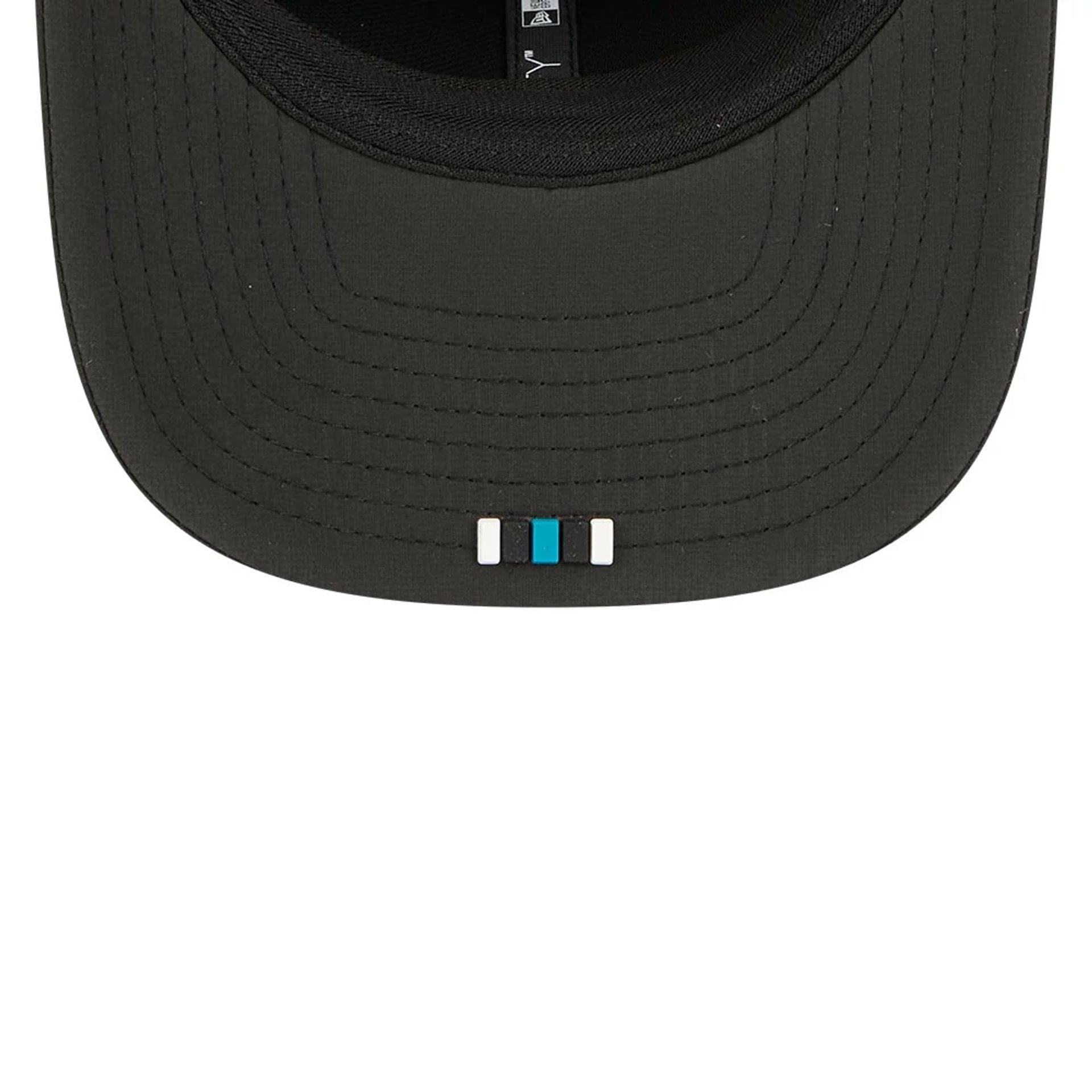 This is a Jacksonville Jaguars NFL Sideline 2025 Black 9SEVENTY Trucker Stretch Snap Adjustable Cap 2