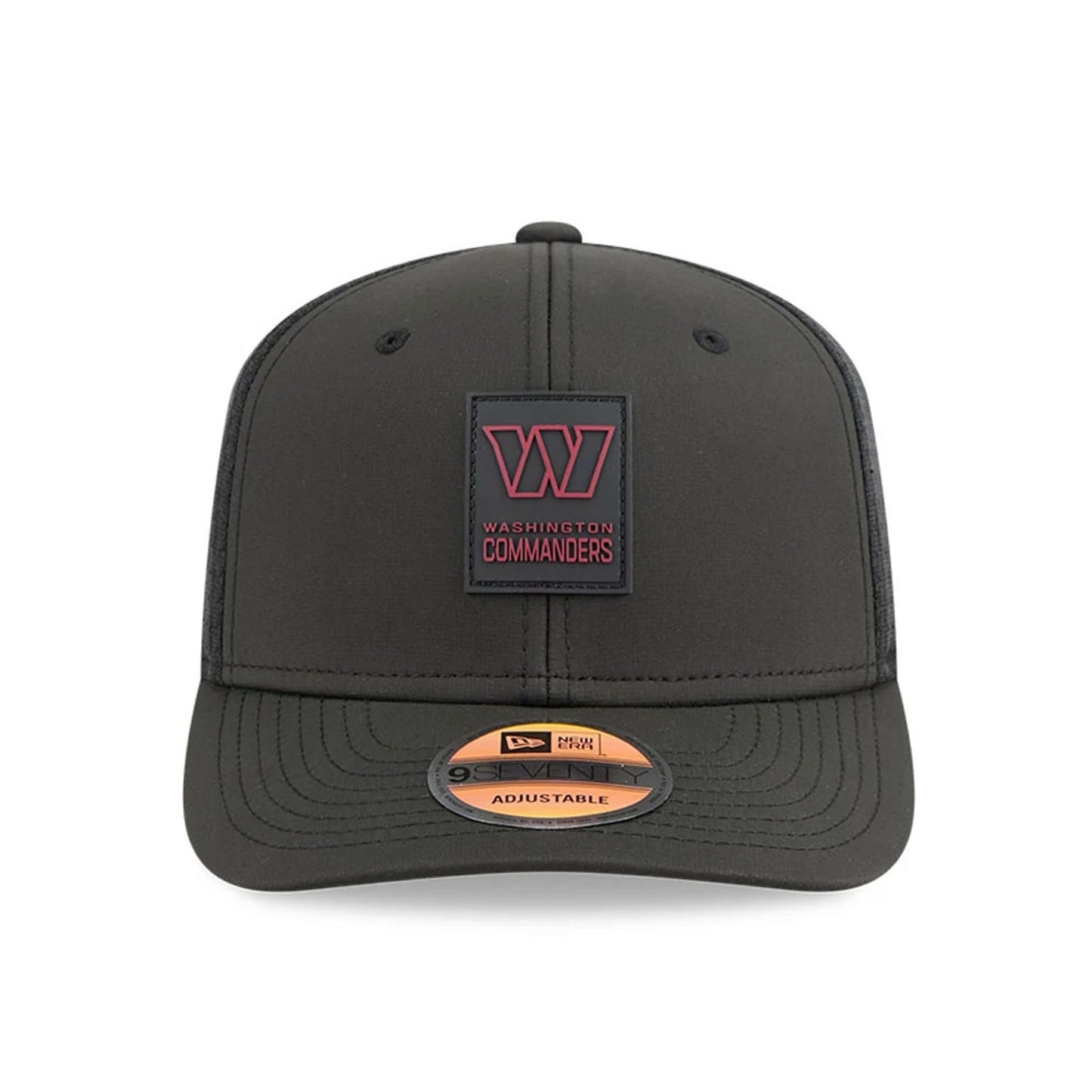 This is a Washington Commanders NFL Sideline 2025 Black 9SEVENTY Trucker Stretch Snap Adjustable Cap 3