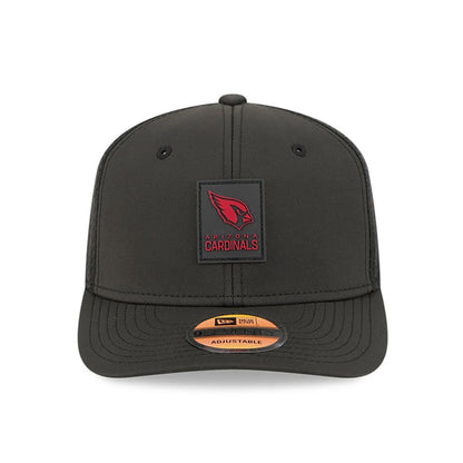 This is a Arizona Cardinals NFL Sideline 2025 Black 9SEVENTY Trucker Stretch Snap Adjustable Cap 3