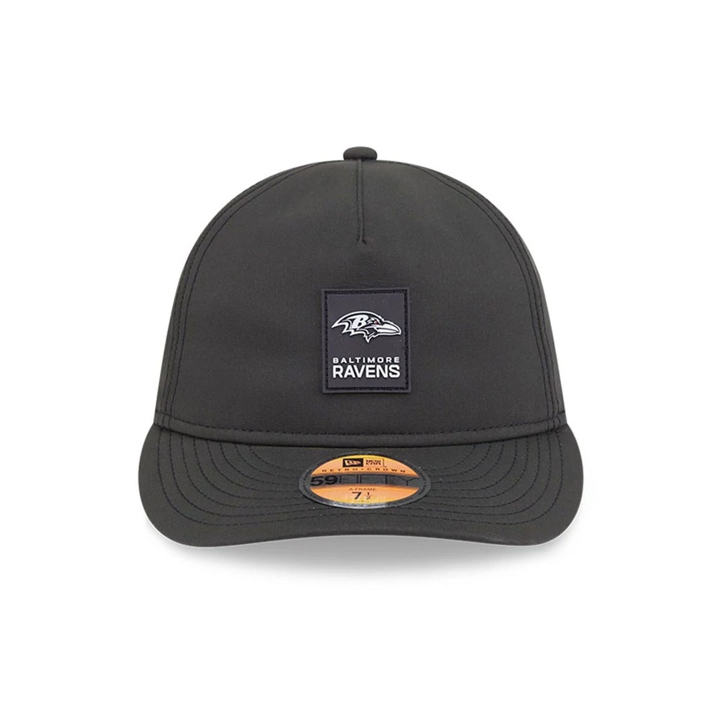 This is a Baltimore Ravens NFL Sideline 2025 Black Retro Crown 59FIFTY Fitted Cap 2