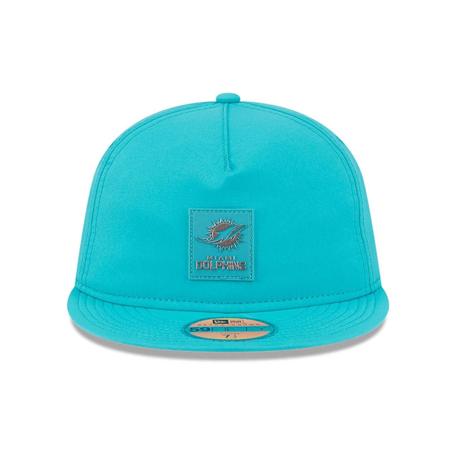 This is a Miami Dolphins NFL Sideline 2025 Turquoise Retro Crown 59FIFTY Fitted Cap 3