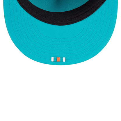 This is a Miami Dolphins NFL Sideline 2025 Turquoise Retro Crown 59FIFTY Fitted Cap 2
