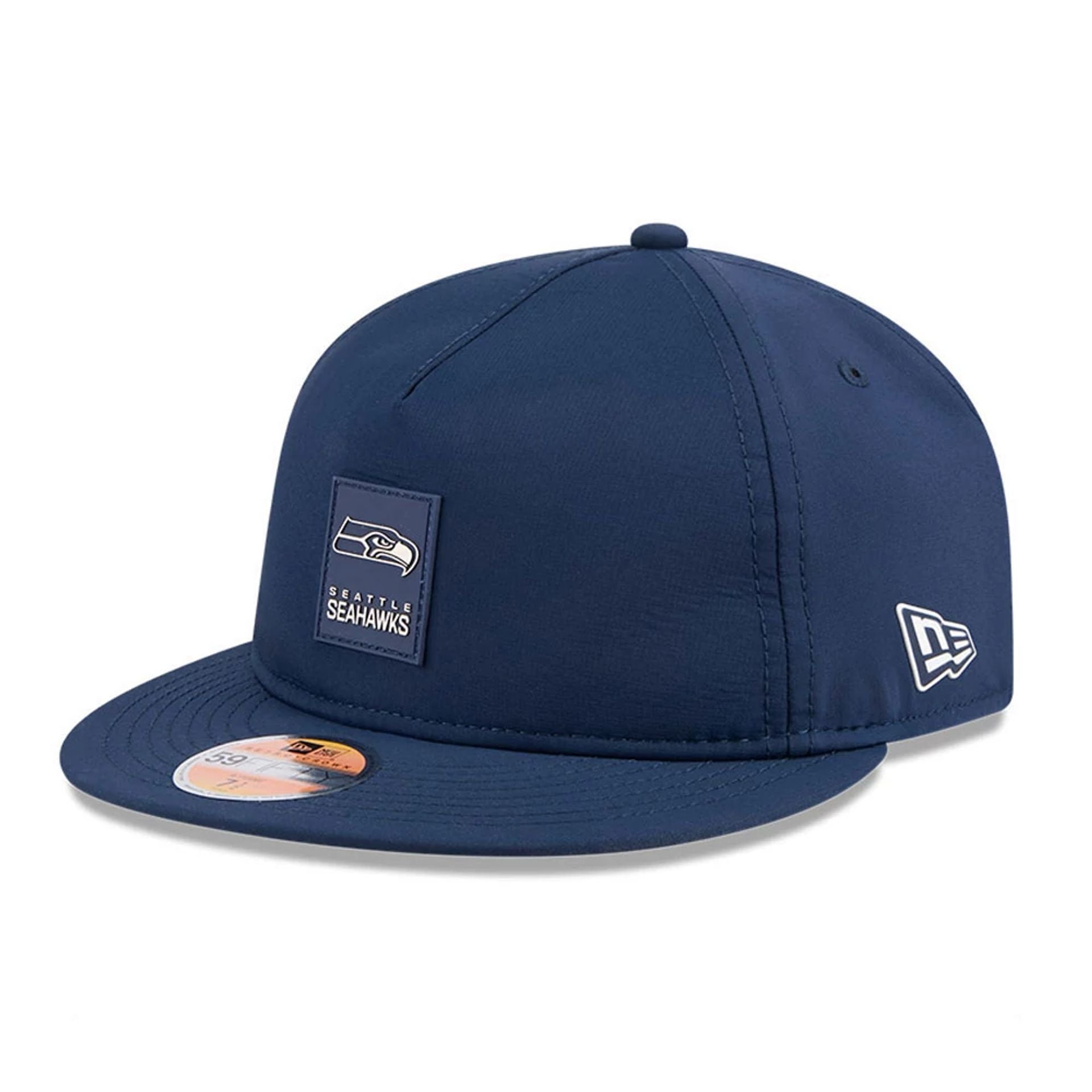This is a Seattle Seahawks NFL Sideline 2025 Dark Blue Retro Crown 59FIFTY Fitted Cap 1