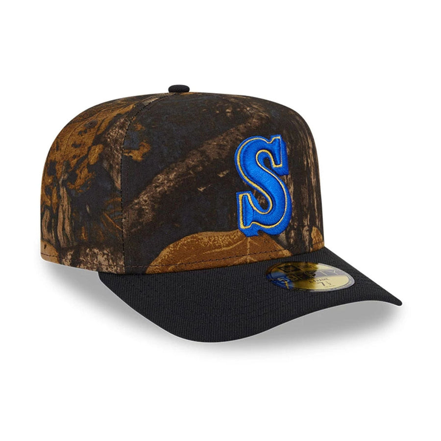 This is a Seattle Mariners MLB Ripstop Camo Assorted Print 59FIFTY A-Frame Fitted Cap 4