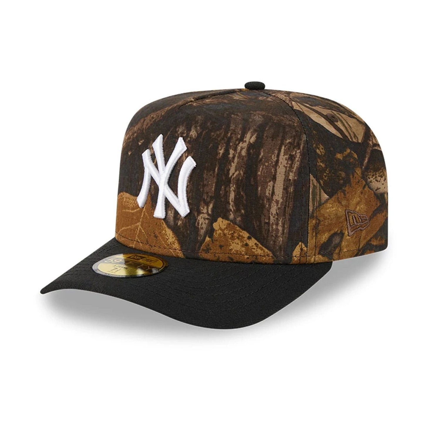 This is a New York Yankees MLB Ripstop Camo Assorted Print 59FIFTY A-Frame Fitted Cap 1