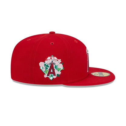 This is a LA Angels Floral Undervisor Red 59FIFTY Fitted Cap 5