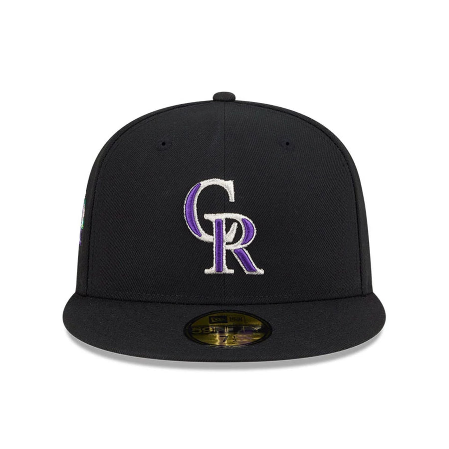 This is a Colorado Rockies Floral Undervisor Black 59FIFTY Fitted Cap 3