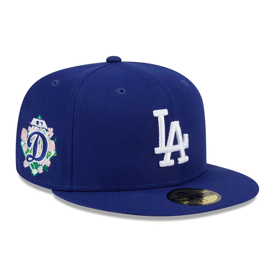 This is a LA Dodgers Floral Undervisor Dark Blue 59FIFTY Fitted Cap 1