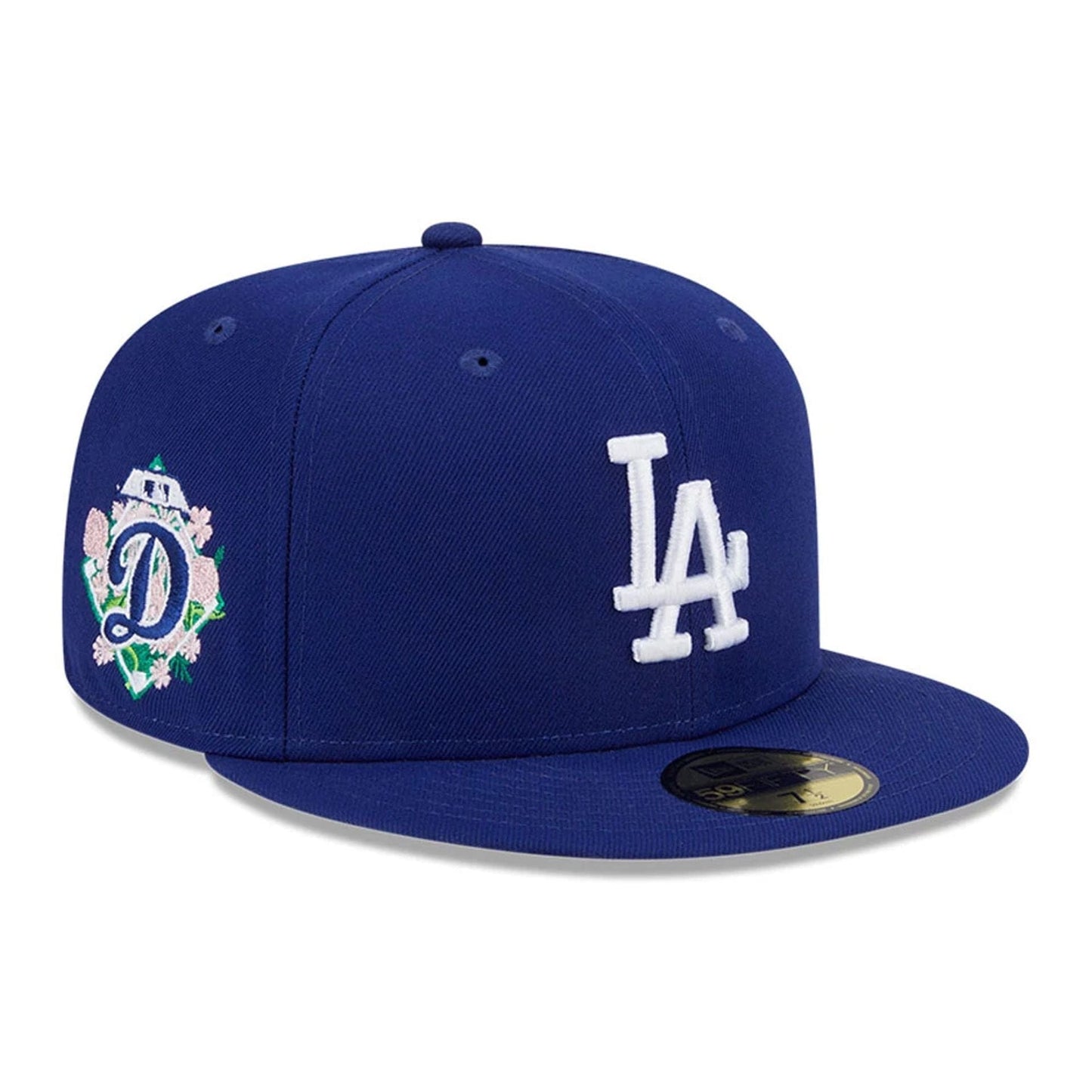 This is a LA Dodgers Floral Undervisor Dark Blue 59FIFTY Fitted Cap 1