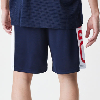 The Male model is wearing Red Bull Racing Graphic Mesh Dark Blue Shorts 5